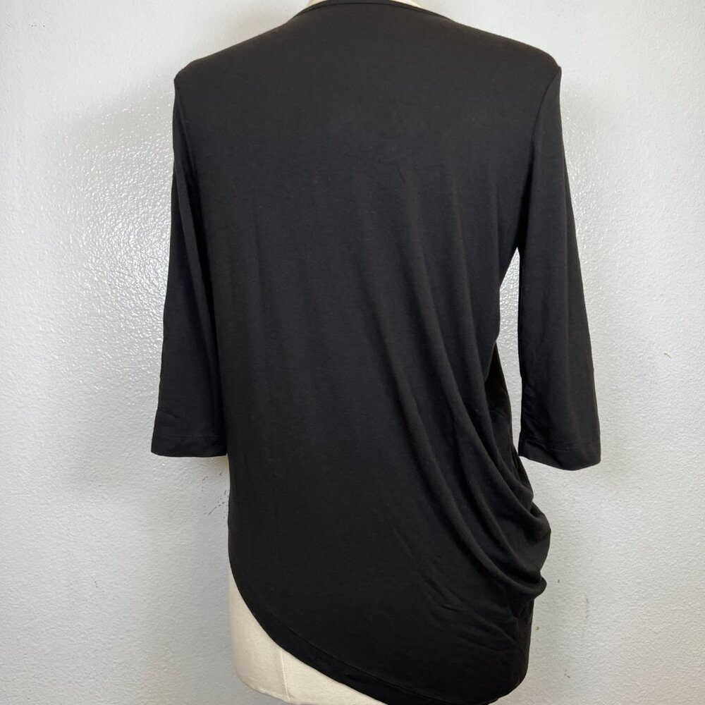 Universal Standard Black Genevette Crewneck asymmetrical Hem Top Size Petite 2XS - Picture 4 of 6